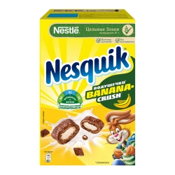 Готовый завтрак NESTLE Nesquik BananaCrush, подушечки со вкусом банана, обогащенный витаминами и мин