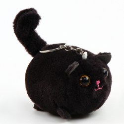 Мягкая игрушка Кот на брелоке, 8 см, цвет чёрный