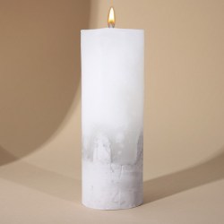 Свеча интерьерная белая с бетоном, 14 х 5 см