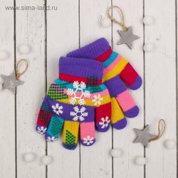 Перчатки детские двуслойные Collorista Снежинки, размер 18