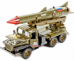 Машина Урал ВС с ракетой 15 см металлическая инерционная
