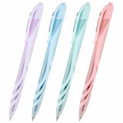 Ручка шариковая автоматическая BRAUBERG ULTRA COLOR PASTEL, soft-touch, СИНЯЯ, пишущий узел 0,7 мм