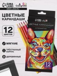 Карандаши Calligrata, 12 цветов, супермягкие, диаметр грифеля 3 мм