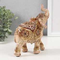 Статуэтка сувенир Слон с узорами на попоне 16 см