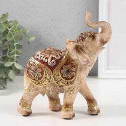 Статуэтка сувенир Слон с узорами на попоне 16 см