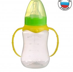 Бутылочка для кормления детская приталенная, с ручками, 150 мл, от 0 мес., цвет жёлтый 