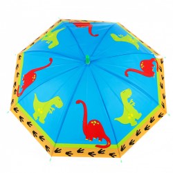 Зонт детский полуавтоматический «Динозавры», r=40см, цвет голубой