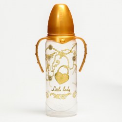 Бутылочка для кормления Little lady классическая, с ручками, 250 мл, Золотая коллекция 