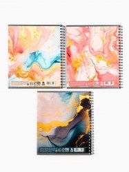 Тетрадь в клетку, 48 л., А5, на спирали, блок №1 Мрамор с золотой 