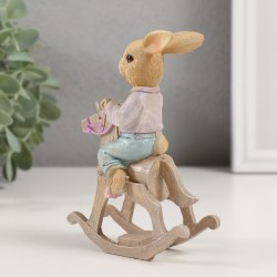 Статуэтка сувенир пасхальный заяц кролик на качалке лошадке 13 см