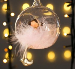 Сувенир статуэтка полистоун Ангел принцесса пушок в шаре розовый