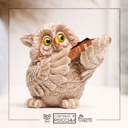 Фигура Сова со скрипкой коричневая 11 см