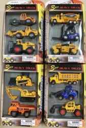 Набор строительной техники (3 штуки), 4 вида в коробке