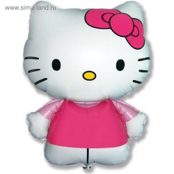 Шар фольгированный 26" фигура "Hello Kitty. Котенок с бантиком" розовый