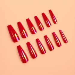 Накладные ногти «Перламутр», 12 шт, с клеевыми пластинами, форма балерина, красные															