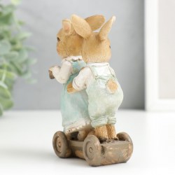 Сувенир статуэтка пасхальный заяц кролик на самокате 11 см