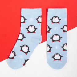 Носки детские для девочки Пингвины размер 14-16 (24-26), голубой