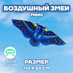Воздушный змей Сова, с леской, МИКС