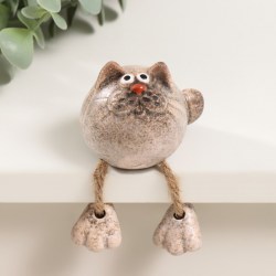 Фигурка настольная керамика Круглая кошечка с висячими лапками», на полку, 4.9×4.8×5.3 см