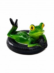 Садовая фигура из полистоуна «Лягушка на шине» 14×13×9.5 см, водоплавающая