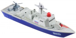 Инерционная металлическая модель – Военный корабль, 18 см, свет, звук