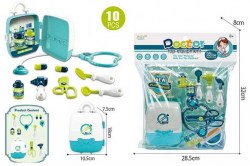 Набор доктора (10 предметов) с чемоданом,зеленый в пакете