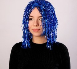 Карнавальный парик Дождь, 35 см, цвет синий