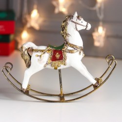 Статуэтка сувенир новогодняя лошадка качалка 21 см
