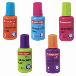 Корректирующая жидкость BRAUBERG MIX, быстросохнущая, 20 мл, с кисточкой