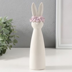 Фигурка керамика «Зайка в сиреневом цветочном веночке» 4.6×3.9×18.6 см