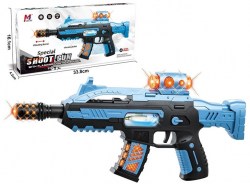 Автомат (длина 34см) на батарейках(свет,звук),черно-голубой