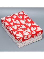 Коробка подарочная складная, упаковка, Сердца, 30×20×9 см