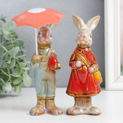 Набор фигурок зайки под зонтом (2шт) 15см