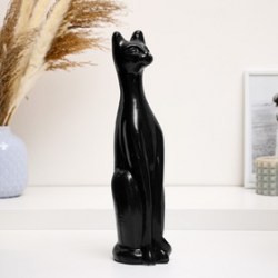 Фигурка гипс Кошка Египетская, чёрная глянцевая, 10×10×31 см