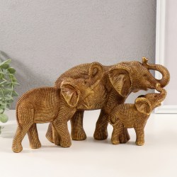 Фигурка 3D полистоун «Семья слонов», т. золото, 32.5×10×17.5 см