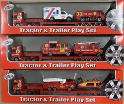 Трейлер FIRE с пожарной техникой (2 штуки), 3 вида в коробке