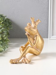 Фигурка полистоун «Принцесса-лягушка в короне», под золото 19×9.3×16.5 см