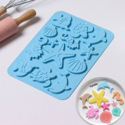 Форма для шоколада Морская история силикон 23×16×0,5 см, 13 ячеек, цвет