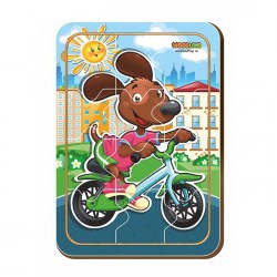 Пазл деревянный простой Собачка на велосипеде
