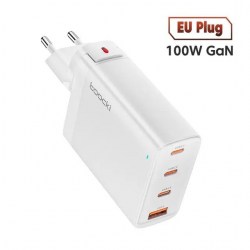 Зарядное устройство сетевое Toocki GaN 2Type-C+1USB 100W EU белый