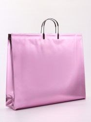 Пакет подарочный ПВХ, голография розовый, пластиковая ручка, 50×42×12 см