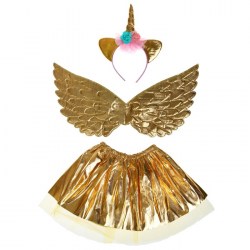 Карнавальный набор Единорог 3 предмета: ободок, крылья, юбка, цвет золото