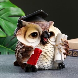 Фигурка полистоун «Сова ученая», коричневая, 18×17×19см