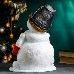 Фигурка статуэтка новогодняя Снеговик с ведром на голове