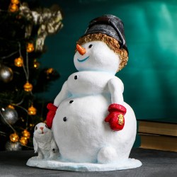 Фигурка статуэтка новогодняя Снеговик с ведром на голове