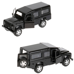 Машина металлическая Land Rover Defender, 12 см, открываются двери, инерционная, черная