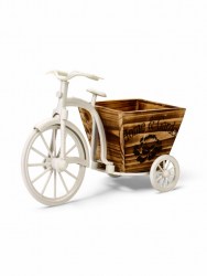 Декоративное кашпо для цветов Велосипед Home & Garden, 26×12×18 см, дерево, пластик, белое