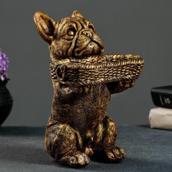 Подставка для мелочей «Собака с корзинкой», полистоун под бронзу 24×15×17 см