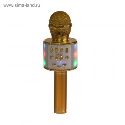 Микрофон для караоке LuazON LZZ-70, WS-868L, 5 Вт,1800 мАч, корр голоса,подсветка,золотистый 