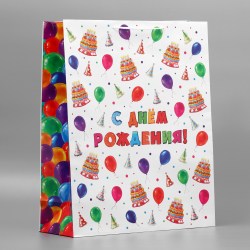 Пакет подарочный ламинированный упаковка С днём рождения! 40 х 49 х 15 см